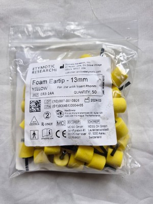 50 x Etymotic Research Schaumstoff Ohrstöpsel 13mm ER3-14A NEU
