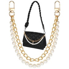 Pearl Purse Chain Extender Gold Handbag Straps Bag Chain Strap Metal Shoulder...