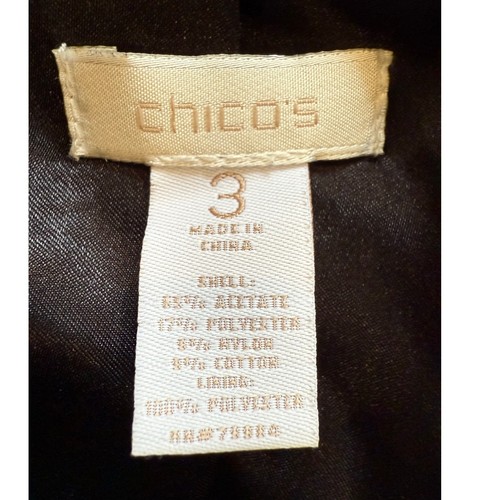 Chico's Faux Fur 3/4 Sleeve Jacket, Black, Size 3 (16/18) - Picture 4 of 5