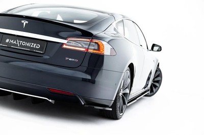 Maxton Design Diffusor Flaps V.2 passend für Tesla Model S Mk1 schwarz Hochglanz