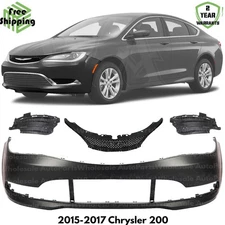 Front Bumper Cover Fascia & Grille Assembly Kit For 2015-2017 Chrysler 200