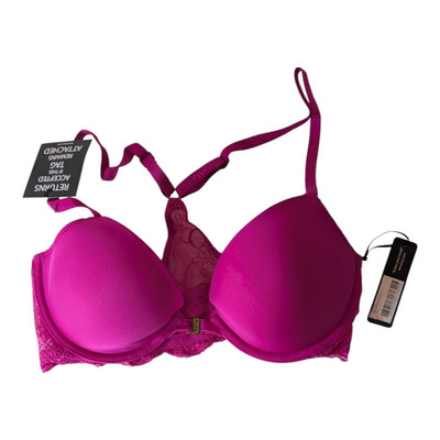 BeMe NY Women's Rough & Tumble Padded Soft Lace Racer Back Bra Wild Orchid 32C