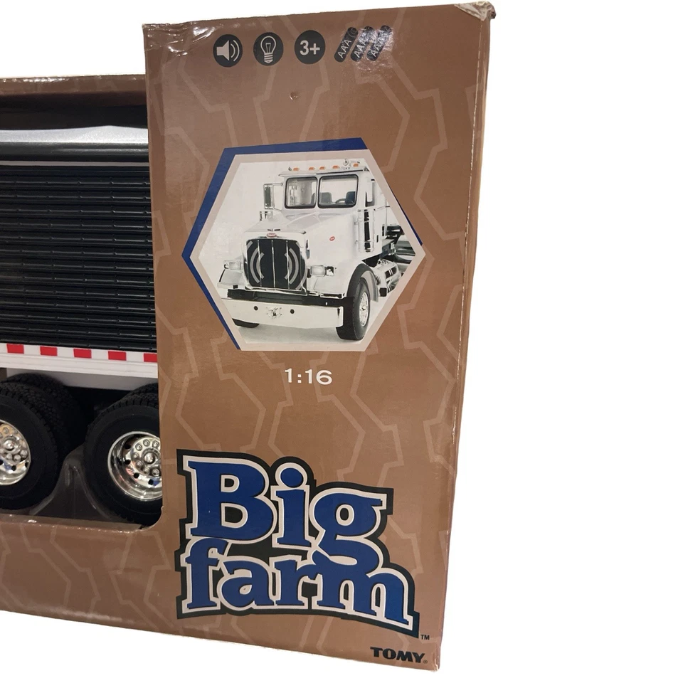 TOMY  1/16 Big Farms Black Peterbilt Model 367 with Grain Trailer - Image 4 of 4