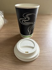iECO Triple Wall Compostable Coffee Tea Cups Bagasse Lids Pack 50 x 473ml 16 oz
