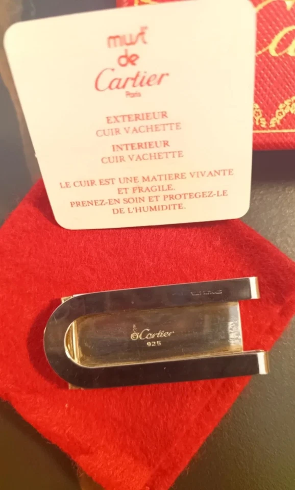 Auténtica Cartera Cartier Vintage Clip Dinero Madera Plata 925 - Imagen 4 de 4
