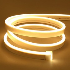 LED Neon Rope Lights, 16.4ft/5m Warm White Light Strip 0.39in/Cut, 12V Flexib...