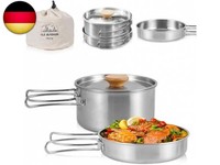 Camping Kochgeschirr Set, Camping Topf Edelstahl Camping Kochtopf Mit Deckel