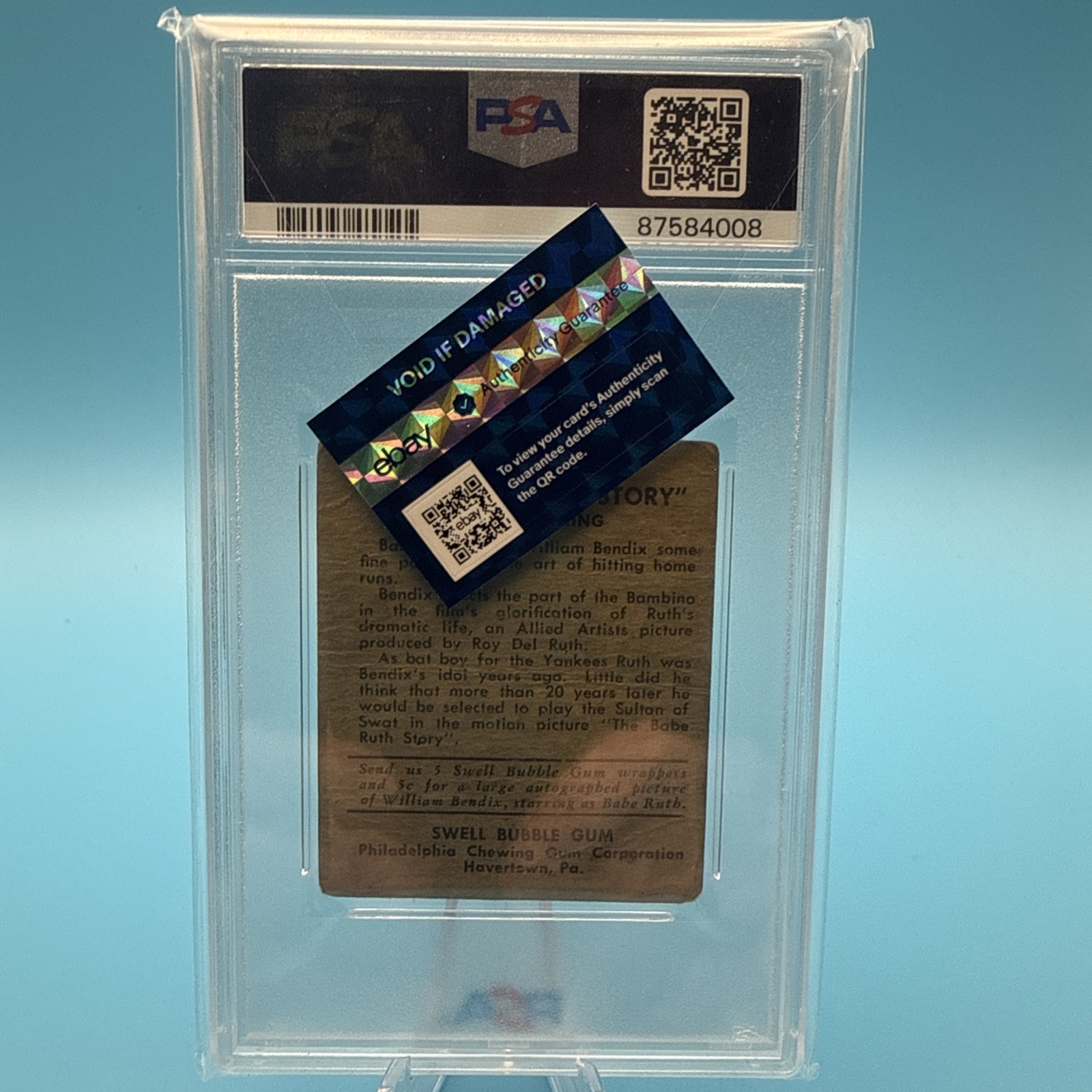 🔥 🔥 1948 Swell Babe Ruth-The Babe Ruth Story  PSA PR 1, POP 8 🔥 🔥 34 Higher! view 2