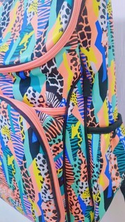 Kids multi colour animal print bagpack zebra bag neon pastel One Size Smiggle