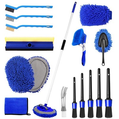 62'' Car Wash Brush Kit - Mitt, Mop, Sponge & Long Handle, Scratch-Free Cheni...