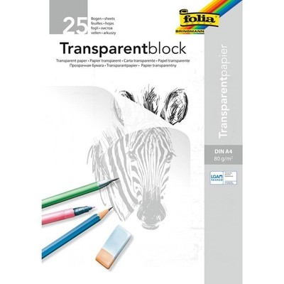 folia Transparentpapier-Block DIN A4 80 g/qm 25 Blatt weiß transparent