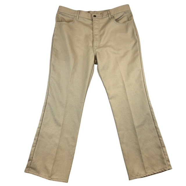 Levis 517 Bootcut Sta-Prest Pants Mens 40x30 Tan Khaki Polyester Trousers