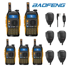5x Baofeng GT-3TP Mark III V/UHF TRI-POWER 8W Two-way Radio + 5x Speaker + Cable