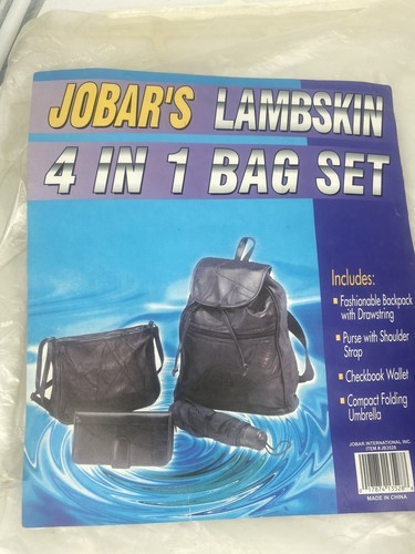 New Jobar’s Lambskin Bag Set Includes: Leather Backpack, Purse, Wallet, Umbrella