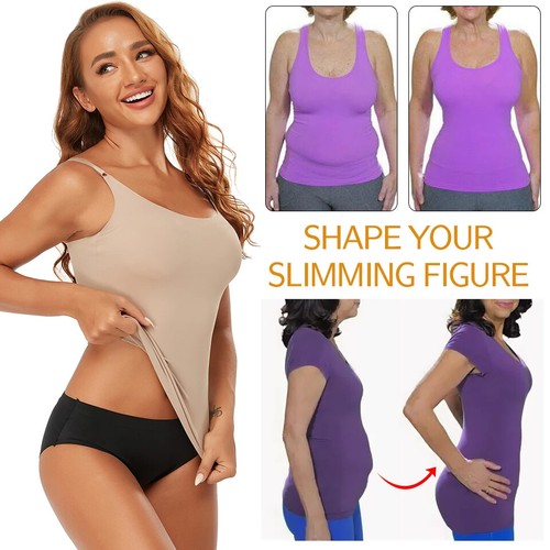 Women's Tummy Control Shapewear Smooth Body Shaping Camisole Tank Tops Slimming - Imagen 2 de 20