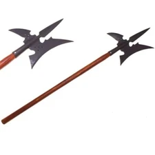 18th Century Renaissance Viking Hand Forged Carbon Steel Triple Edge Halberd Axe