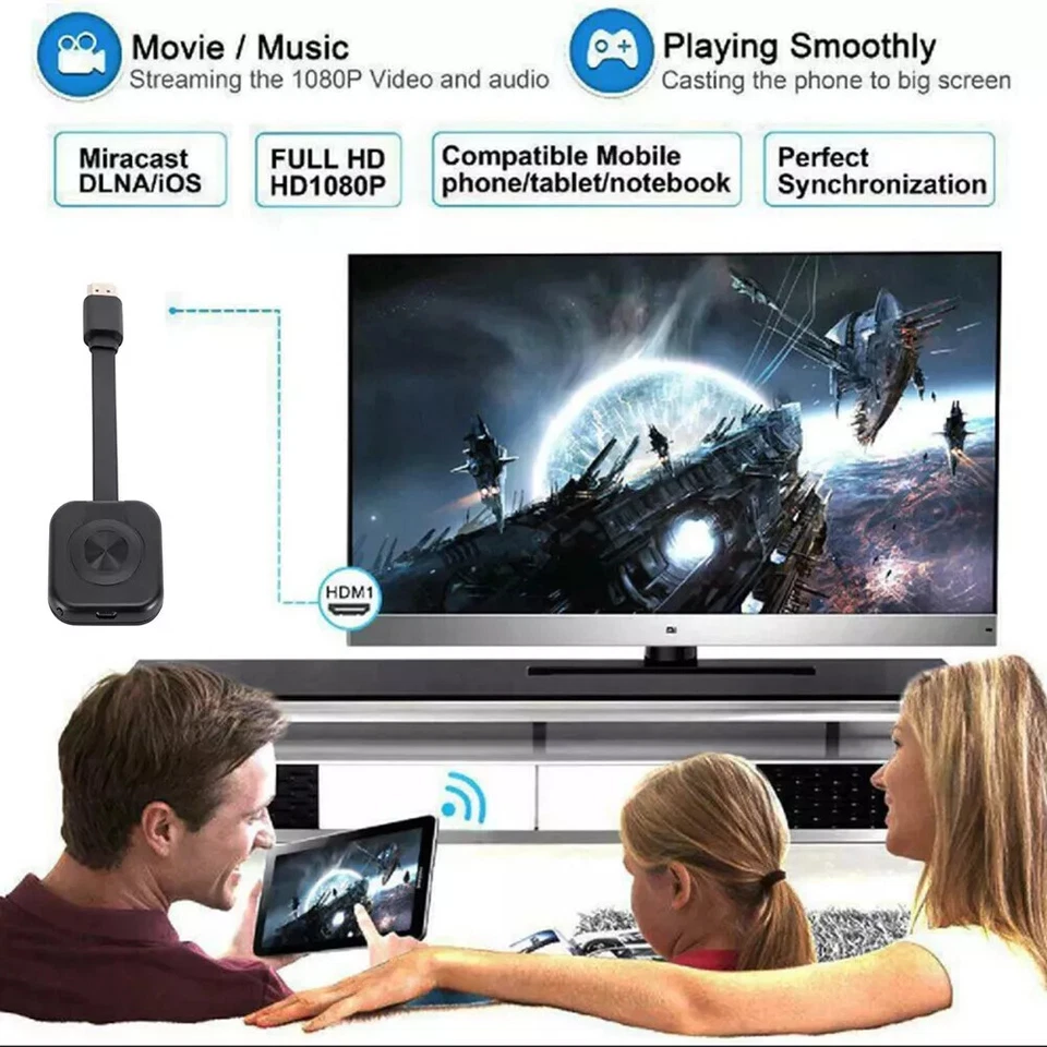 Wifi Wireless HDMI Mirror Screen Display Adapter Miracast Dongle For HD 1080P TV - Image 4 of 4