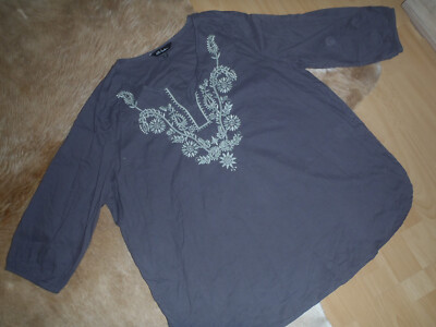 Ulla Popken women's blouse gray size 46/48 3/4 sleeve basic must see!!