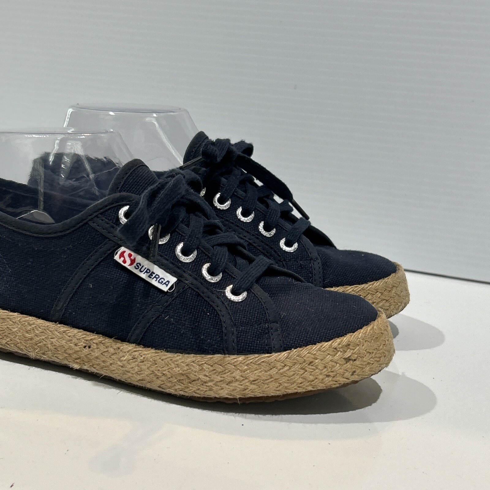SAOLA Sneakers Superga blu navy in tela con suola espadrillas taglia US 6 EU 36