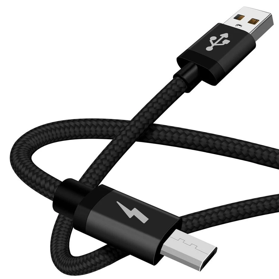Heavy duty Nylon Braided Fast Charge Micro USB Data charging Cable 1m 2m 3m - Image 2 of 3