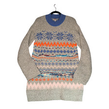 Free People Funfetti Sweater Dress Womens 4 Gray Nordic Wool Blend Career Casual