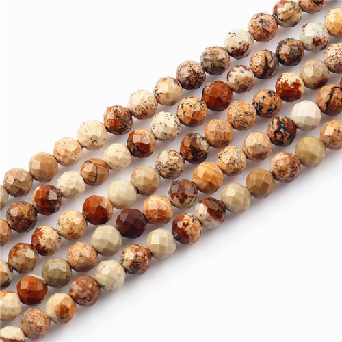 1 Strand 2/3/4mm Natural Picture Jasper Round Micro Faceted Beads 15.5" QT11 - Picture 3 of 4