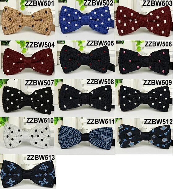 Men's Multi-Colour Polka Dot Bowtie Knit Knitted Pre Tied Bow Tie Woven Fashion - Image 2 of 2