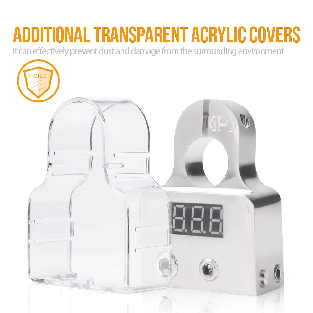  2X Digital Car Battery Terminal Connectors w/ Voltmeter Power Post 0/4/8 Gauge