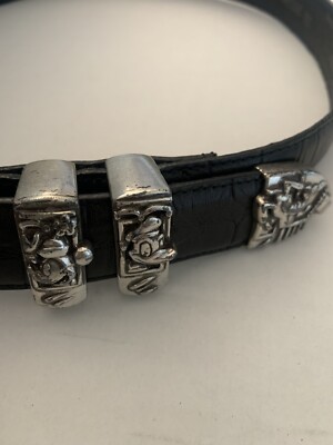 Brighton Disney Mickey Donald Pluto Train Croc Leather Belt 
