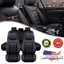 Auto Full Set Luxury Leather Seat Covers 5-Seats Front Rear Protectors Cushion q