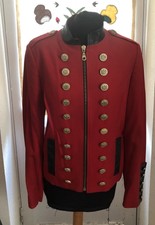 Red Wool Holland Cooper Women’s Jacket. Black Snakeskin Leather Accents
