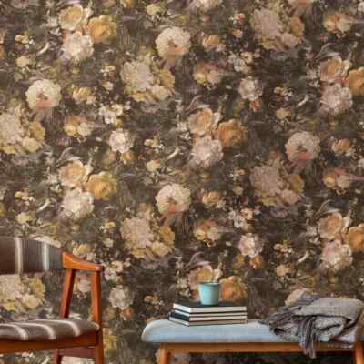 Vliestapete 38821-2 Blumen Glitzer Schwarz Gold A.S. Creation (4,67 /1qm)