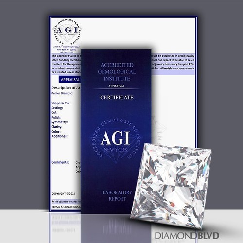 0.90 Carat I/VS2/Ex Polish Princess Cut AGI Earth Mined Diamond 5.15x4.97x3.93mm - Picture 2 of 4