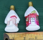 Lot of 2 Antique 2" Cottage Christmas Milk Glass Figural C7 Light Bulbs WORKING