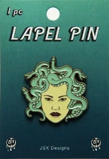 Enamel Pin - Medusa With Head Full Of Snakes Looking Ahead Badge Lapel Pin #3443