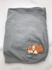 Cuddle Time Thermal Gray Good Night Fox Baby Blanket Waffle Weave Cotton Knit 