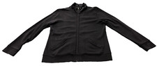 Vintage Liz Claiborne Womens Black Sweatshirt Full Zip Pocket Cotton Jacket Sz M