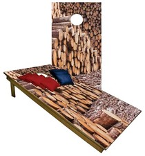 Cornhole Boards Large Pile of Wood/Timber BEANBAG TOSS GAME w Bags Set
