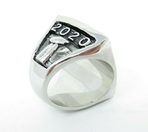 2020 Realistic Fantasy Football League Championship Ring Heavy Silver Tone FF - Picture 6 of 7
