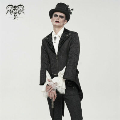 Devil Fashion Male European Court Gothic Evening Dress Lapels Retro Tuxedo  Coat