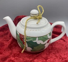 DaySpring Cards Teapot Romans 15:13 Holly Berries Top Christian Christmas Gold