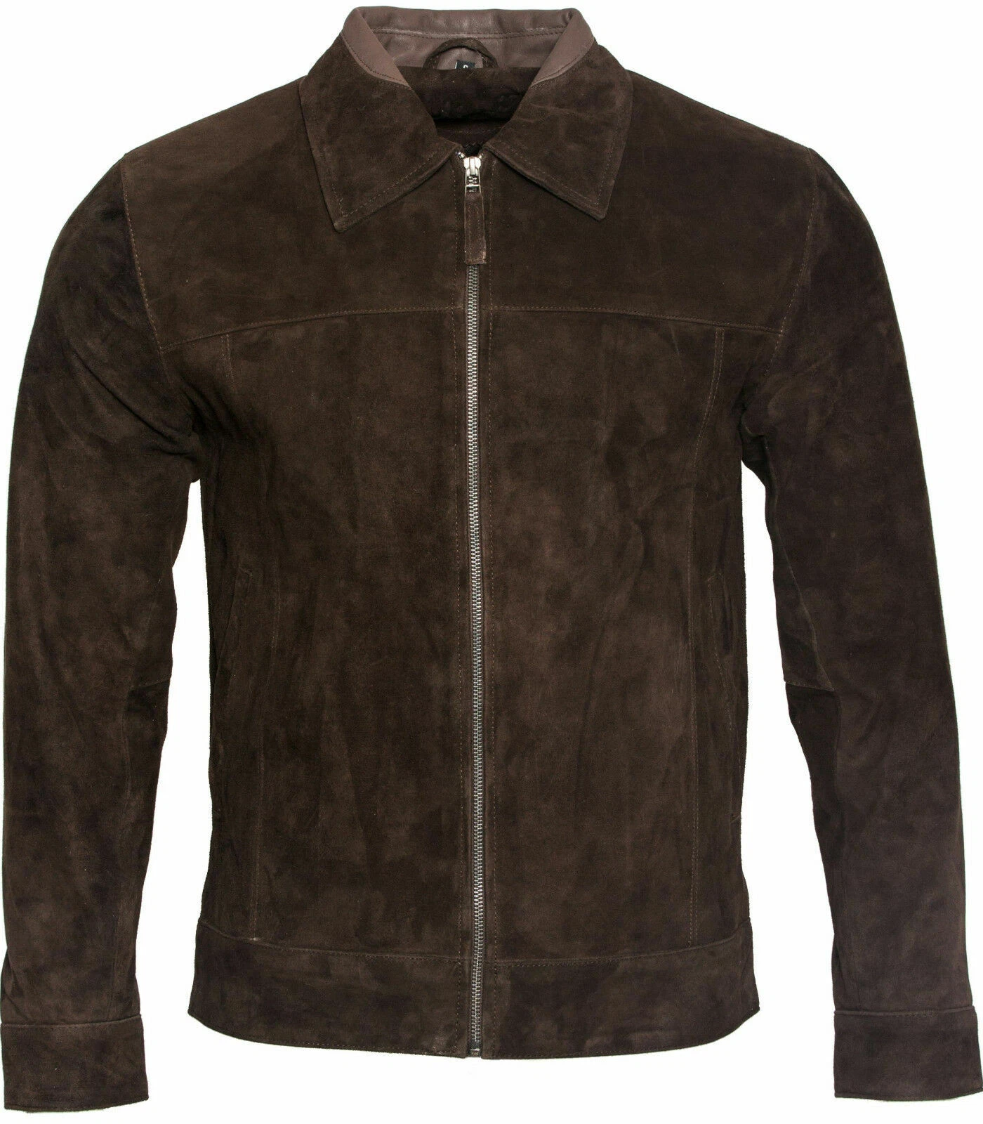 Men's Retro Brown 100% Goat Suede Leather Biker Jacket