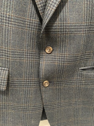 Ralph Lauren Men's Sz 42R Wool Blazer Sport Coat 2 button checked Gray Blue - Picture 3 of 12