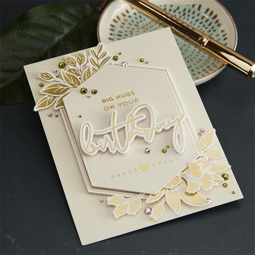 Frase de flores de Navidad placa de lámina caliente troqueles de corte hágalo usted mismo papel en relieve manualidades - Imagen 33 de 84