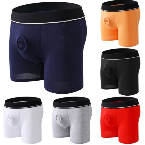 Herren Unterhose Open Pouch Loch Boxershorts Cockring Baumwolle Unterwäsche Boxershorts - Bild 6 von 45
