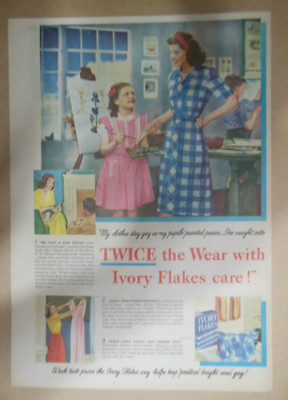 Ivory Flakes Soap Ad: Twice The Wear With Ivory ! from 1945 Size:  11 x 15 inch