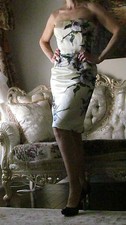 DOLCE&GABBANA RUNWAY Ivory,Artistic Floral Print Corset dress IT 42,US 6-8,M-L