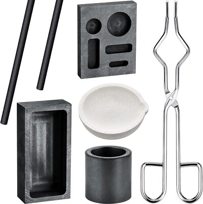 7 Pieces Graphite Torch Melting Casting Kit, Including 2 Crucible... 