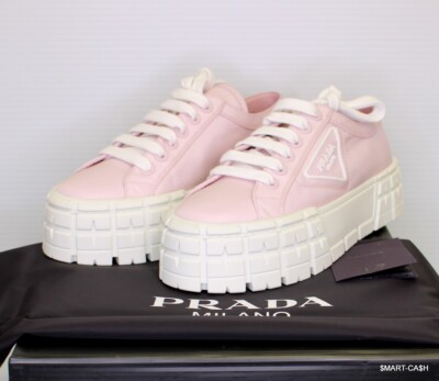 AUTHEN Prada 50 mm Logo Flatform Sneakers Alabaster Pink AUTHEN Prada 50 mm Logo Flatform Sneakers Alabaster Pink