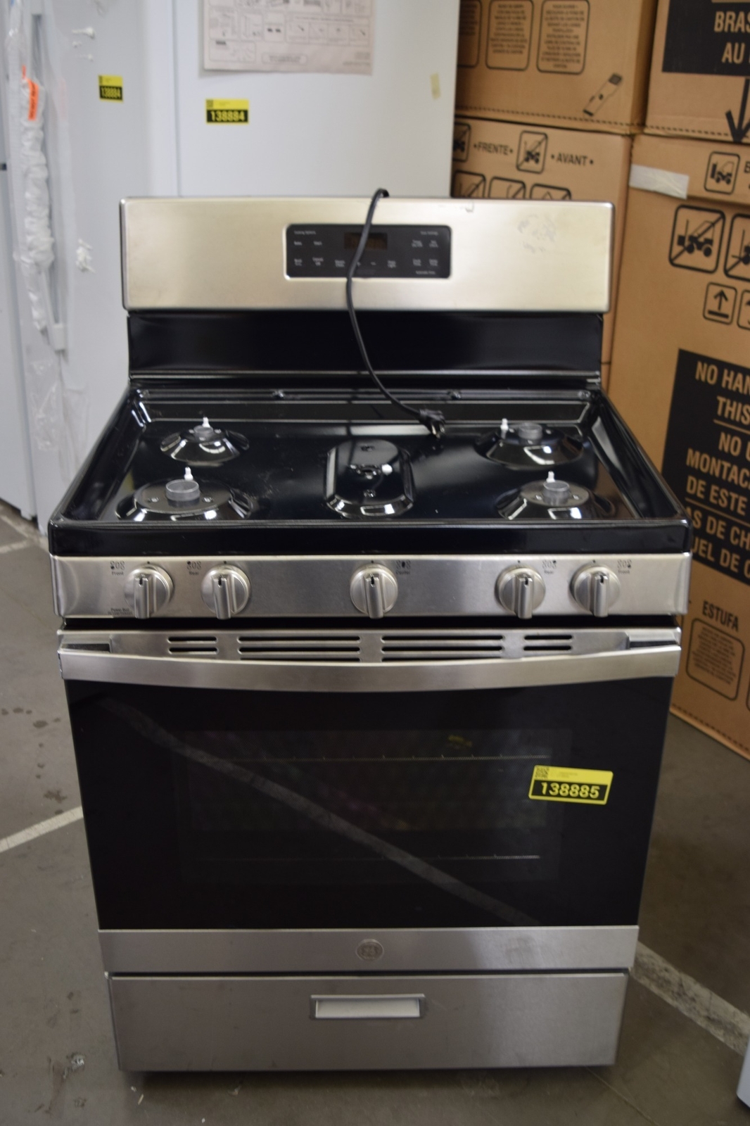 GE JGBS66REKSS 30" Stainless Freestanding 5 Burner Gas Range ASIS